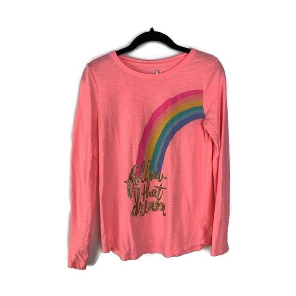 SO Girls Size 16 Pink Rainbow Graphic Long Sleeve Tee - Picture 1 of 5
